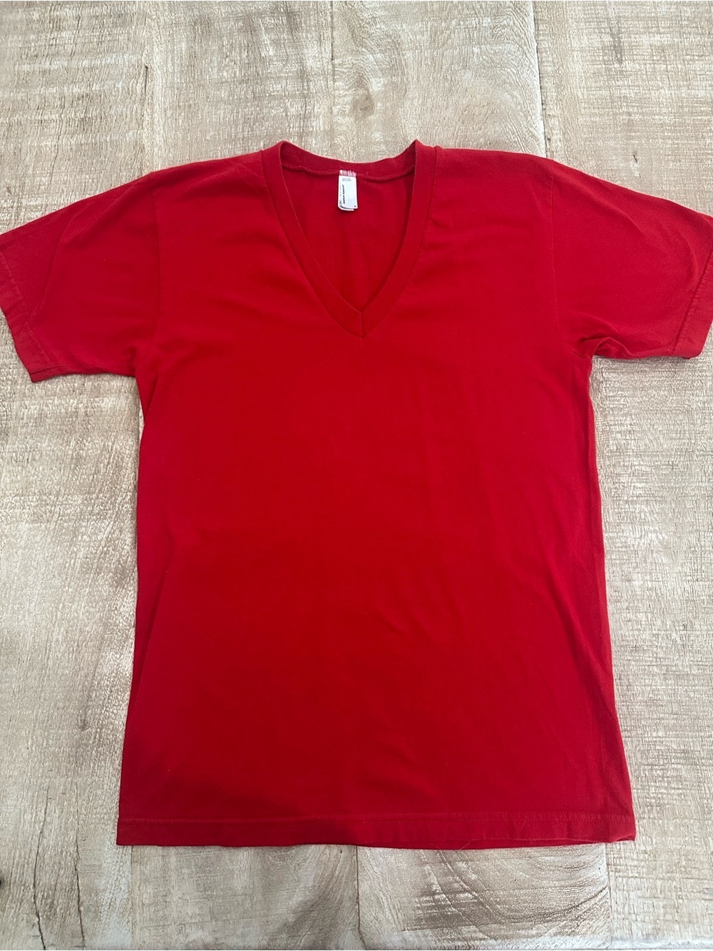 American Apparel | Red V-Neck Tee | Size Small | Classic Basic Short Sleeve Top